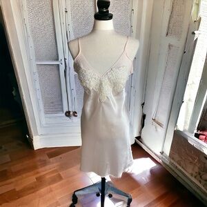 Vintage Linea Donatella satin sequins pearls Slip Nightgown feminine romantic